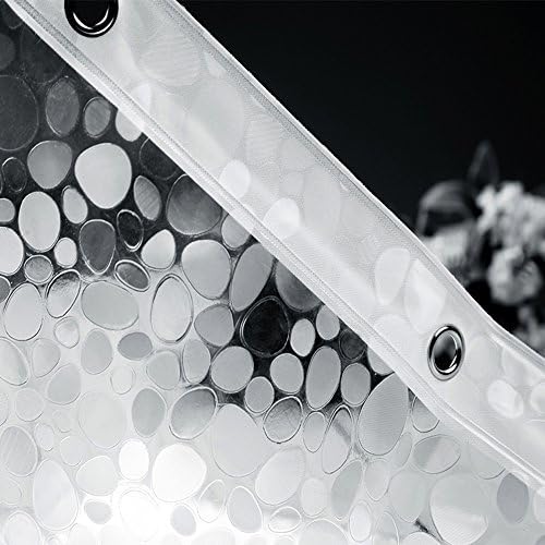 EurCross 12G EVA PVC Free Heavy Duty Shower Curtain Liner 72 x 72 inches with 3D Pebble Design, Thick Weighted Waterproof Plastic Clear Shower Curtain for Bathroom with Magnets,not Stiff