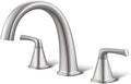 Brass Bathtub Faucet Roman Tub Faucet Gooseneck Tub Filler, Brushed Nickel Garden Tub Faucet Deck Mount 3 Hole High Flow Bathtub Faucet Set, with Valve & Hose, 12-20in Widespread