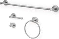 Brushed Nickel Bathroom Hardware Set 4 Piece Towel bar Set,Towel Rack for Bathroom Wall Mounted Adjustable Expandable 24 inch Towel Holder Robe Hook Towel Ring Toilet Paper Holder