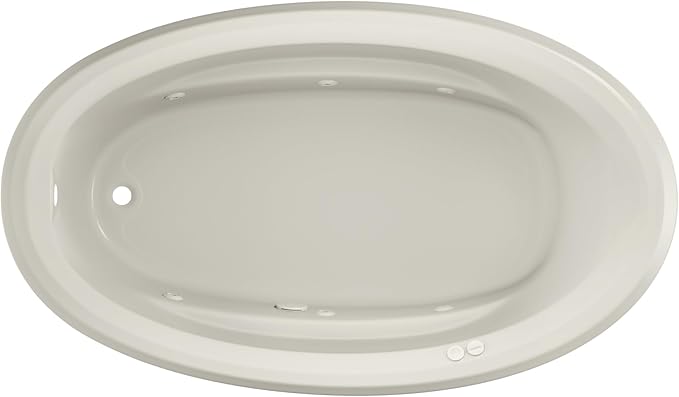 Jacuzzi SIGNATURE Acrylic Drop-In Bathtub, Heated Jet Massage Tub, Slip Resistant, Left Drain Placement, 71" (L) x 41" (W), Oval, Oyster