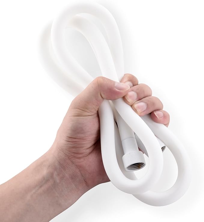 Silicone Shower Hose Extra Long,Explosion Proof Anti Winding Showerhead Hose,Used In Showerheads Spray Bidet Bathing Toilet Cleaning Flexible RV Shower Hoses Replacement (White, 39 In)