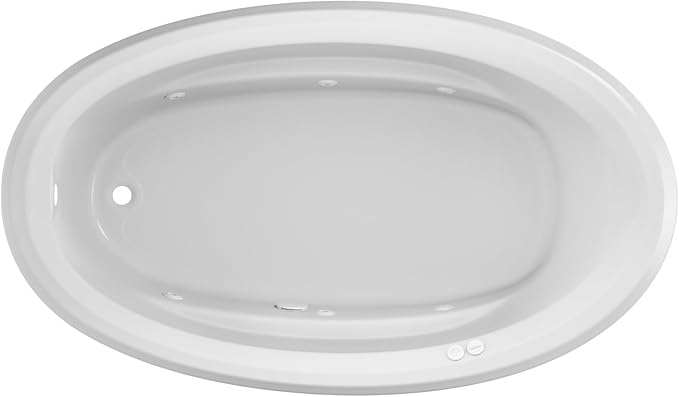 Jacuzzi SIGNATURE Acrylic Drop-In Bathtub, Jet Massage Tub, Slip Resistant, Left Drain Placement, 72" (L) x 42" (W), Oval, White