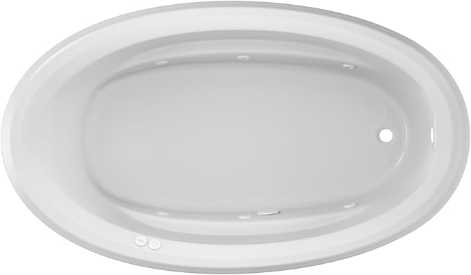 Jacuzzi SIGNATURE Acrylic Drop-In Bathtub, Jet Massage Tub, Slip Resistant, Right Drain Placement, 72" (L) x 42" (W), Oval, White