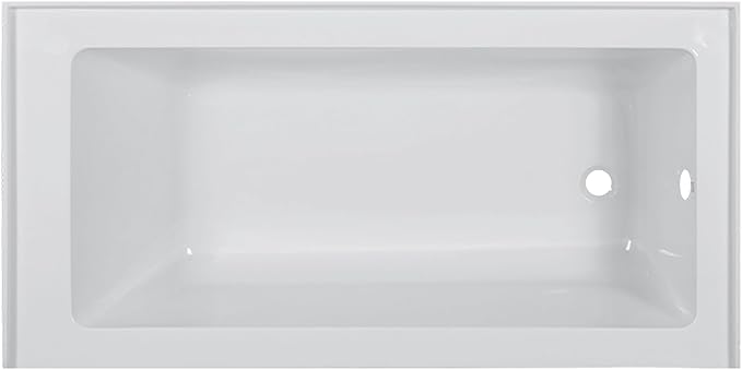 Fine Fixtures Acrylic, Fiberglass Alcove Soaking Bathtub with Integral Apron Front in Glossy White - Right Hand Drain, 72" x 32"