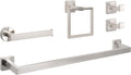 NearMoon 5 Pieces Bathroom Hardware Set 304 Stainless Steel, Square Towel Rack Kit - 24" Towel Rod + Towel Ring + Toilet Paper Holder + 2 Robe Hooks, Wall Mounted Bath Accessories (Brushed Nickel)