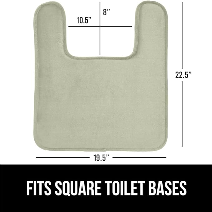 GORILLA GRIP Thick Memory Foam Toilet Rug for Bathroom, Square Shaped Washable, Soft Absorbent Velvet Topside Floor Mats, Machine Wash, Cushioned Luxury Rugs for Bath Room, 22.5x19.5 Sage