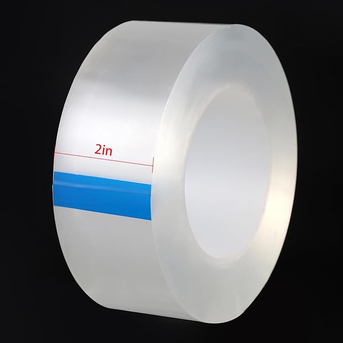 Transparent Weather Sealing Tape, Clear Draft Isolation Film Tape for Door Draft Stopper, Adhesive Tape for Doors, Windows and Shower Glass Gaps - No Residue (2 Inch x 66Ft)