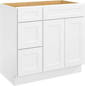 ROOMTEC Bathroom Cabinet, 36'' Free Standing Bathroom Vanity with 3 Left Drawers and 1 Door,Soft-Close Drawer Slides Morden Bathroom Sink Vanity Storage Cabinet, Shaker White