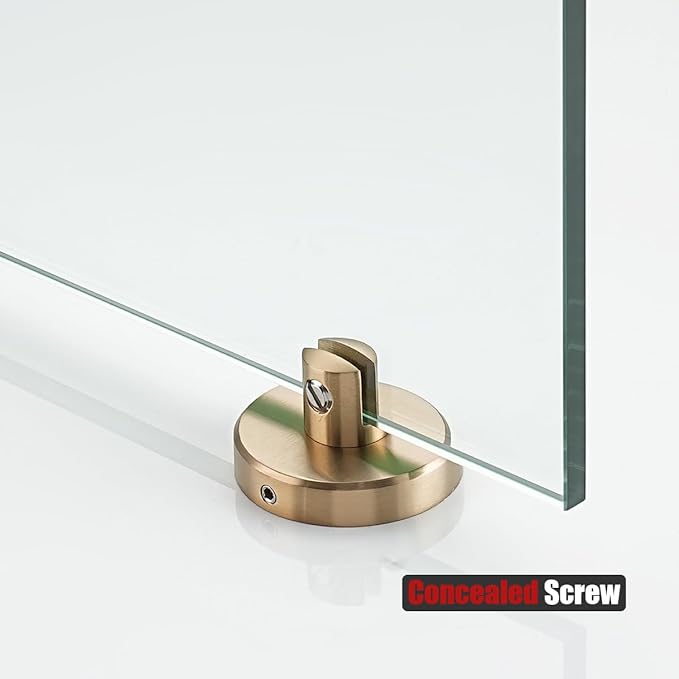JQK Bathroom Glass Shelf, Floating Tempered Glass Shower Storage 16 by 5 inches, 304 Stainless Steel Champagne Bronze Wall Mount, TGS101L16-CB