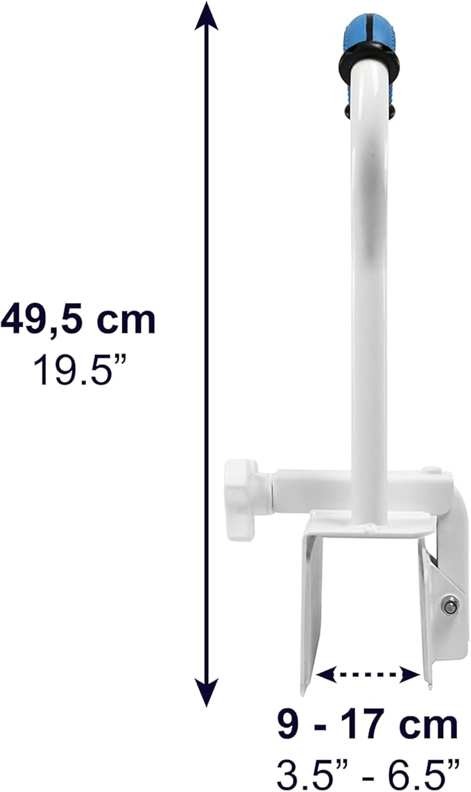 KMINA Bathtub Safety Rail, Padded Non-Slip Grip, Adjustable Grab Bar for Side of Tub, Elderly and Disabled, Fits Over 3.15 Inch Tub Walls, Blue