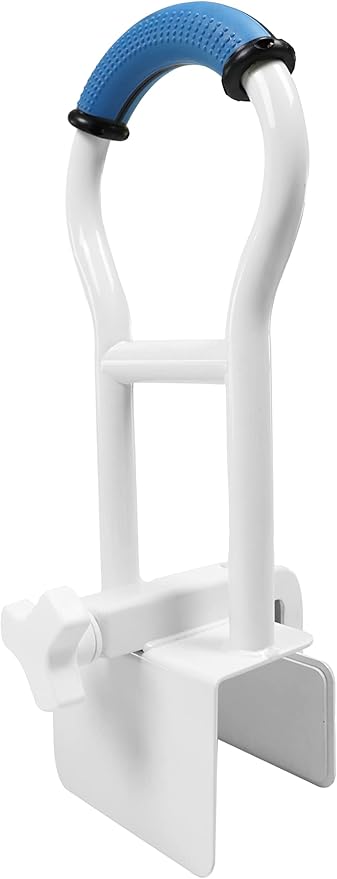 KMINA Bathtub Safety Rail, Padded Non-Slip Grip, Adjustable Grab Bar for Side of Tub, Elderly and Disabled, Fits Over 3.15 Inch Tub Walls, Blue