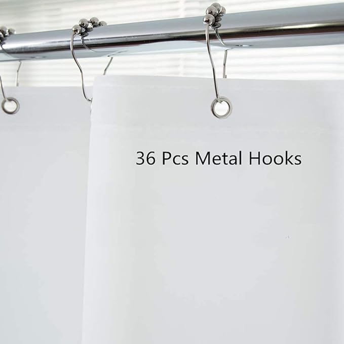 Clawfoot Tub Shower Curtain 180x70 Inch White Liner All Warp Around Extra Wide 36 Metal Hooks with Magnets Vinyl Bath for Bathroom PEVA Waterproof Pure