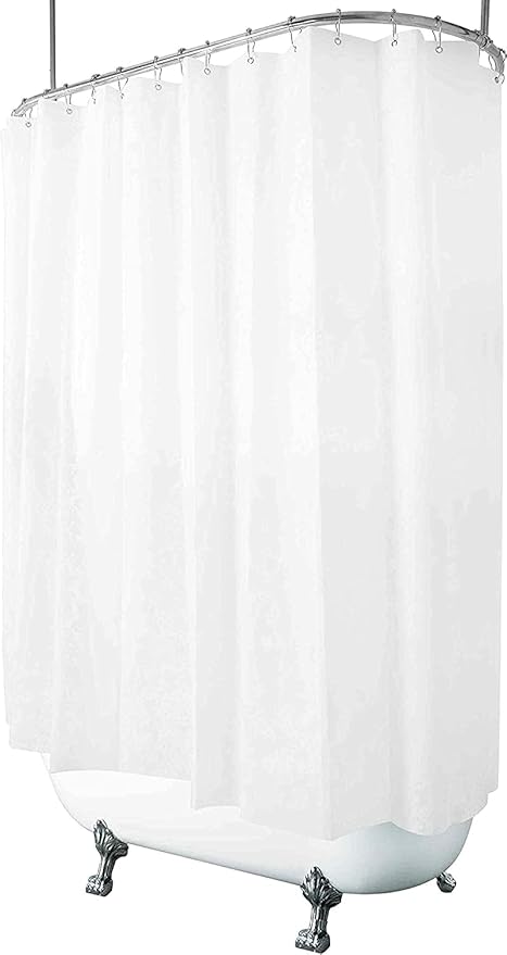 Clawfoot Tub Shower Curtain 180x60 Inch White Liner All Warp Around Extra Wide 36 Metal Hooks Vinyl Bath Curtain for Clawfoot Stand Up Tub Bathroom PEVA Waterproof Liner