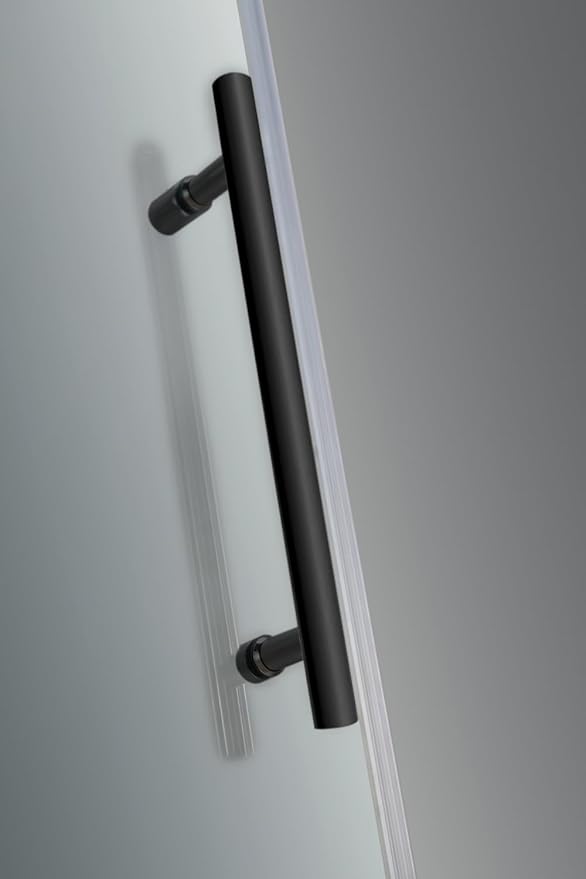 Avalux 48 in. W x 34 in. D x 72 in. H Rectangular Pivot Frameless Corner Shower Enclosure in Matte Black with Clear Glass