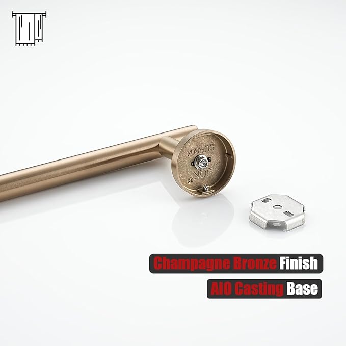 JQK Champagne Bronze Towel Bar, 12 Inch 304 Stainless Steel Thicken 0.8mm Towel Rack Bathroom, Towel Holder Wall Mount, Useable Length 9 Inch, TB110L9-CB