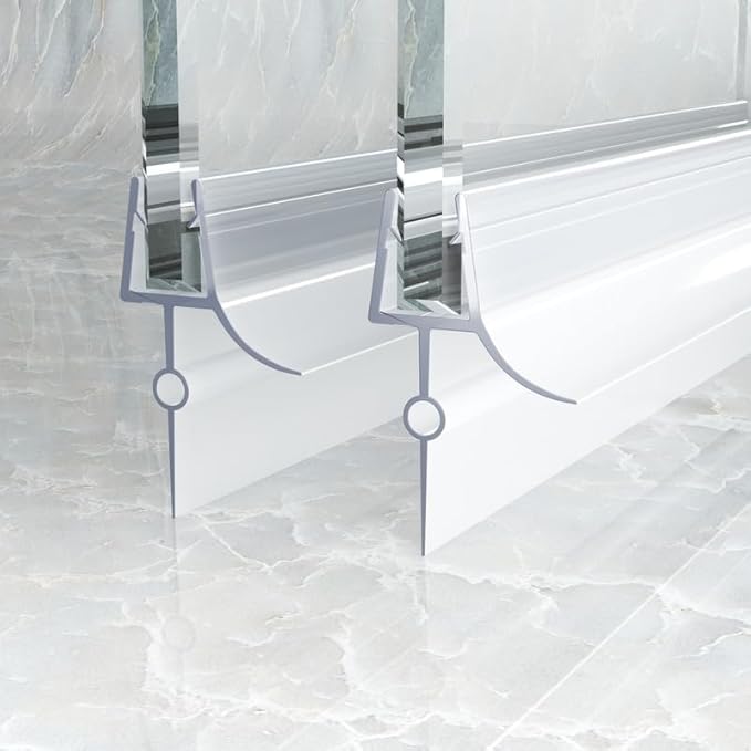 Frameless Shower Door Bottom Seal, 2 Pcs Shower Door Seal Strip for 5/16 Inch Glass Shower Door Sweep, Stop Shower Leaks and Create a Water Barrier 31.5" Long Sweep