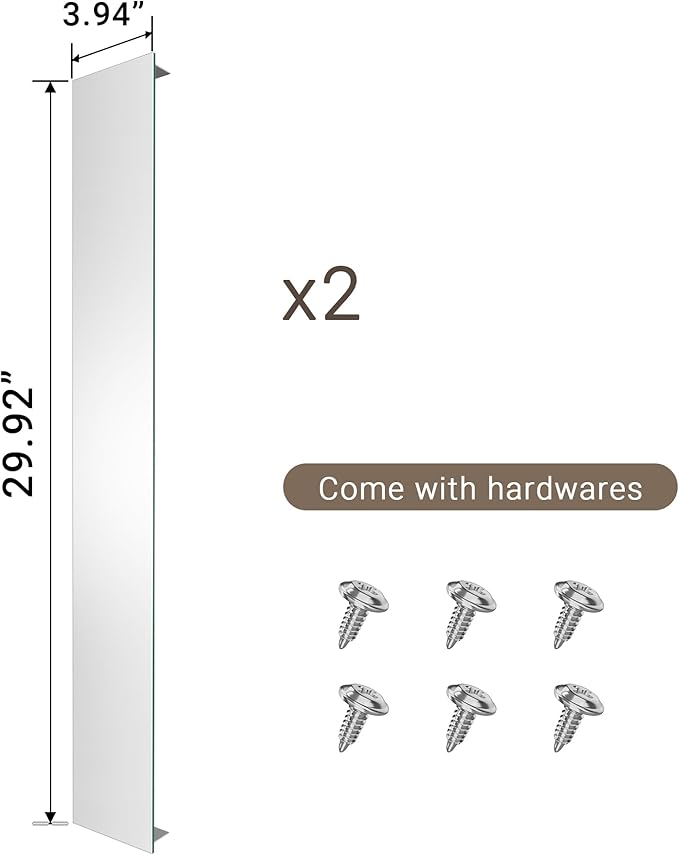 Side Mirrored Kits, 4'' W x 30'' H Decorative Side Mirrors Set of 2 for 30-Inch-Height Beveled Lighted Mirror Cabinet Surface-Mounting-Use Only (for Model-Anglora)
