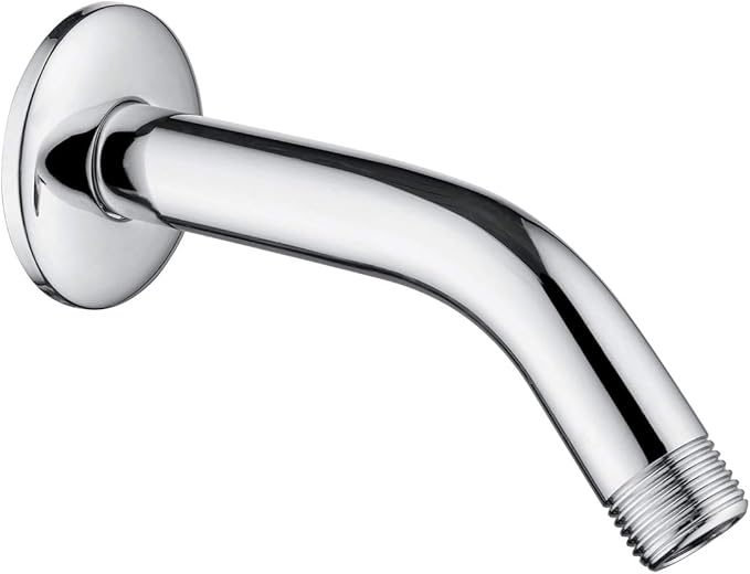 BRIGHT SHOWERS Brass Shower Arm with Flange 6 Inch Wall Mounted Shower Pipe Arm Extension for Fixed Shower Head and Handheld showerhead, Chrome