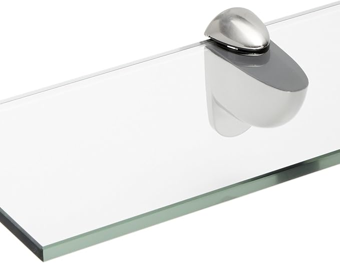 Spancraft Glass H-12x30-Brushed Steel Heron Glass Shelf, Brushed Steel, 12" x 30"