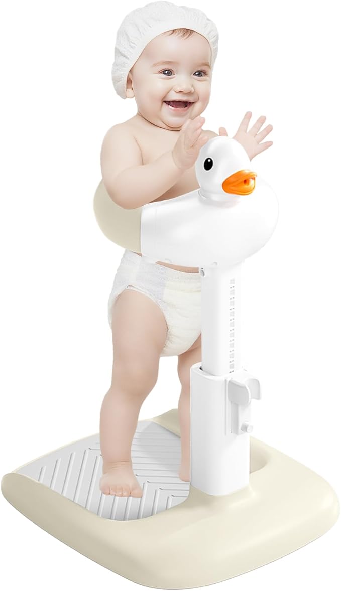 Baby Shower Stand with Anti-slip Base, Adjustable Child Stand for Shower Infant Bath Support Stand Bath Stand for Toddlers 6-36 Months