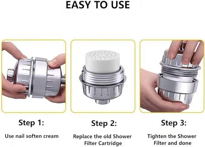 2-Pack 20-Stage Shower Filter Universal Replacement Cartridges - Suitable for Hard Water Purifiers, Removes Chlorine, Heavy Metals, Iron, Other Sediments, Softens Water, Improves Skin and Hair
