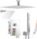 Shower Faucet Set Shower Systems, STARBATH 3 Way Shower Faucet with 2 in 1 Handheld, Ceiling Mount 12+6" Dual Rain Shower Head for Two People (6"+12" Shower Head-2 in 1-Handheld, Chrome)