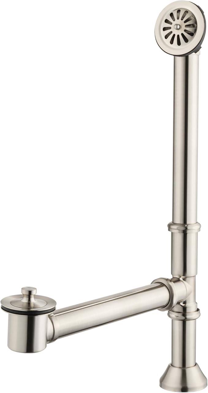 Artiwell Vintage Claw Foot Tub Drain Kit with Lift and Turn Bath Drain Stopper, 1-1/2" Brass Tubular Leg Tub Bathtub Waste and Overflow Drain Assembly with Drain Plug and Bathtub Overflow Cover