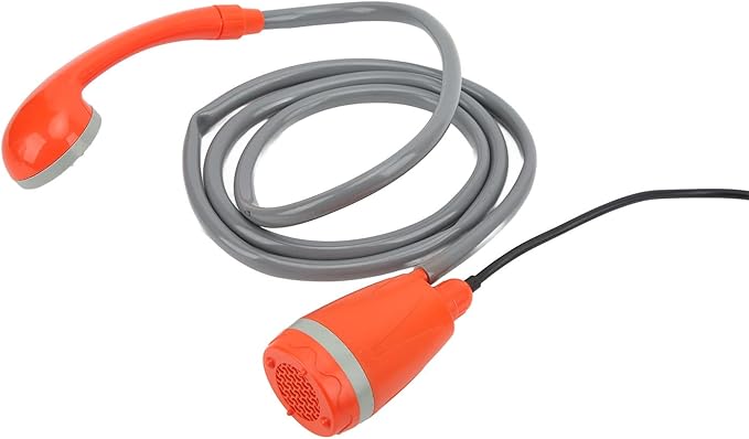 Portable Pump Shower Head, 12V Outdoor Shower with Powerful Water Flow 3.5L per Minute, for Camping Hiking RV Car Washing Pet Bathing
