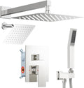 Shower Faucet Set Shower Systems, STARBATH 3 Way Shower Faucet with 2 in 1 Handheld, Ceiling Mount 12+6" Dual Rain Shower Head for Two People (6"+12" Shower Head-Handheld-Wall Mounted, Chrome)