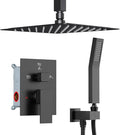 Shower Faucet Set Matte Black Shower System, Starbath 12" Rain Shower Head and Handheld Spray Shower Set Complete Ceiling Mounted,2 Way Pressure Balance Shower Valve and Trim Kit Included