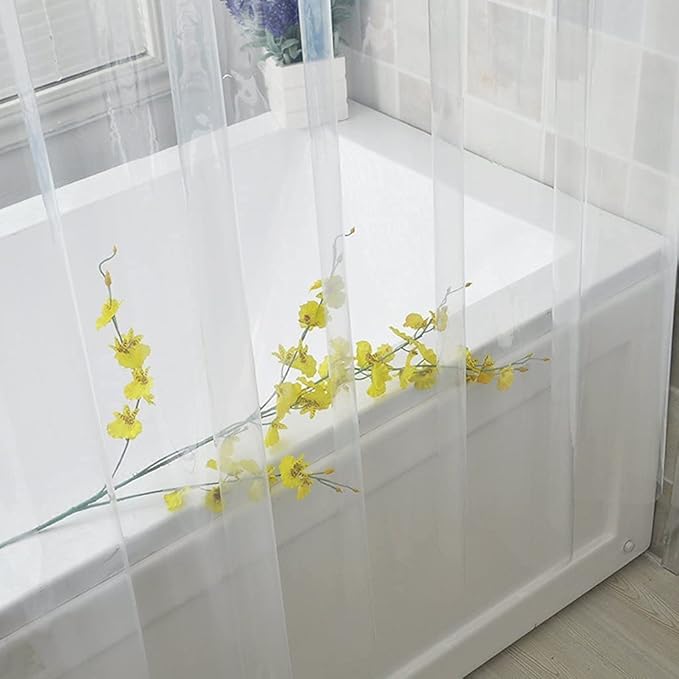 Clawfoot Tub Shower Curtain 180x70 Inch Clear Liner All Warp Around Extra Wide 36 Metal Hooks Heavy Duty Vinyl Bath Curtain for Clawfoot Stand Up Tub Bathroom PEVA Waterproof Magnet