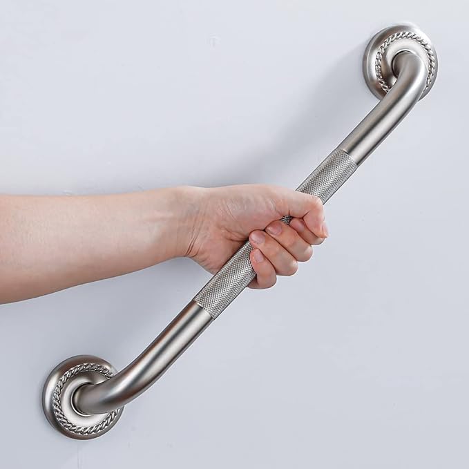 Anti Slip Shower Grab Bar, 12-Inch Toilet Textured Sturdy Hand Rail, Stylish Bathroom Armrest, Brushed Nickel Finish, Multi Function Assist Handle