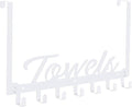 Over The Door Hooks, Heavy Duty Towel Rack with 7 Coat Hooks for Bedroom Bathroom Pool Kitchen Towels and Bags (White)