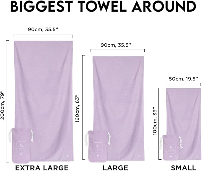Dock & Bay Beach Towel - Quick Dry, Sand Free - Compact, Lightweight - 100% Recycled - Includes Bag - Essential - Meadow Lilac, Large (160x90cm, 63x35)