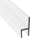 Frameless Shower Door Side Seal Strip H-Type 180 Degree 72inch Length, Clear (1, 1/2inch Glass)