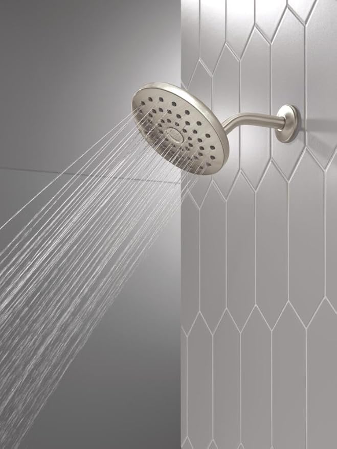 Delta PivotPro Brushed Nickel Rain Showerhead, Single Setting 7 Inch Round Shower Head, Showerheads, 1.75 GPM Flow Rate, SpotShield Brushed Nickel 75104SN