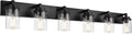 MELUCEE Black Vanity Lights with Clear Glass Shade, 6-Light Modern Bathroom Lighting Fixtures Over Mirror Industrial Wall Mount Light Fixture for Powder Room Kitchen Living Room