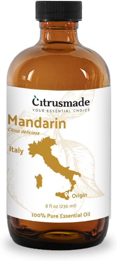 Pure Mandarin Essential Oils - Direct from Citrusmade Italy for Diffusers, Aromatherapy, Home Fragrance & Bath - Natural Aceite de Mandarina for Massage (8oz)