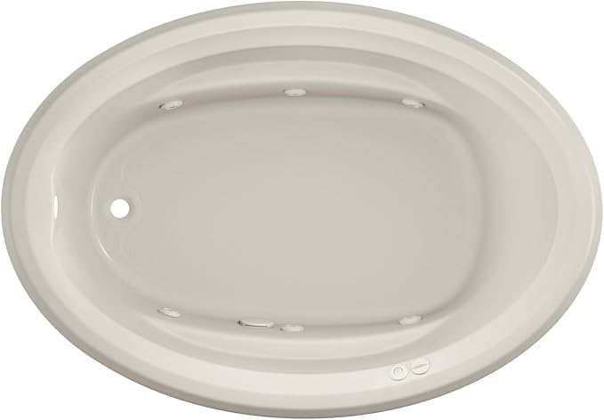 Jacuzzi SIGNATURE Acrylic Drop-In Bathtub, Heated Jet Massage Tub, Slip Resistant, Left Drain Placement, 59" (L) x 41" (W), Oval, Oyster