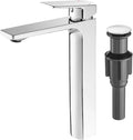 VOTON Vessel Sink Faucet Single Handle Tall Bathroom Sink Faucet Chrome Bathroom Vanity Faucet Basin Mixer Tap with Water Supply Lines and Pop Up Drain,Solid Brass