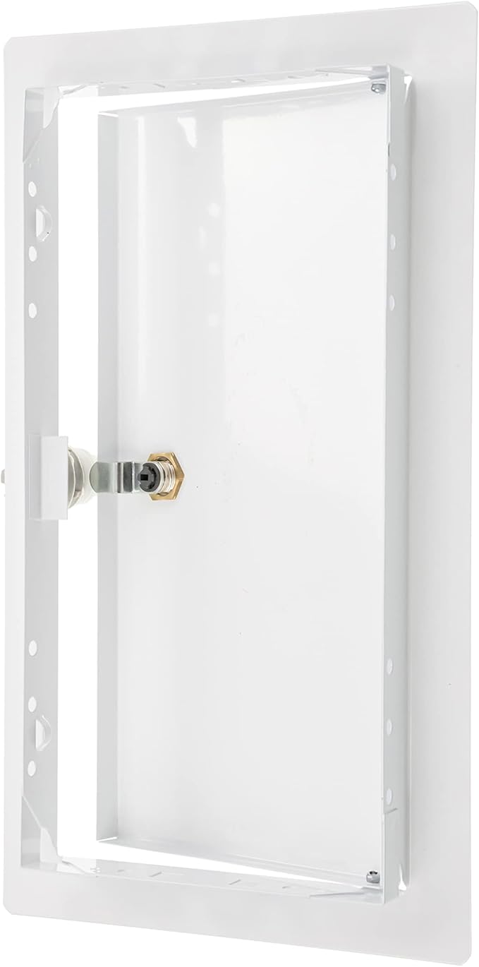 6" x 12" Lockable White Metal Access Panel. Service Shaft Door Panel with Key. Plumbing, Electricity, Heating, Alarm Wall Access Panel for Drywall. Bathroom Services Access Hole Cover.