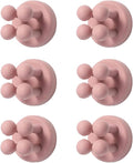 Silicone Toothbrush Holders for Bathrooms - 6 Pcs Pink Wall Mounted Shower Razor Holder