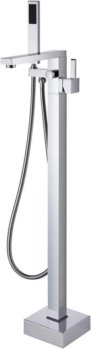 Freestanding Bathtub Faucet Tub Filler Chrome Floor Mount Bathroom Faucets Brass Single Handle with Hand Shower