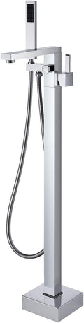 Freestanding Bathtub Faucet Tub Filler Chrome Floor Mount Bathroom Faucets Brass Single Handle with Hand Shower