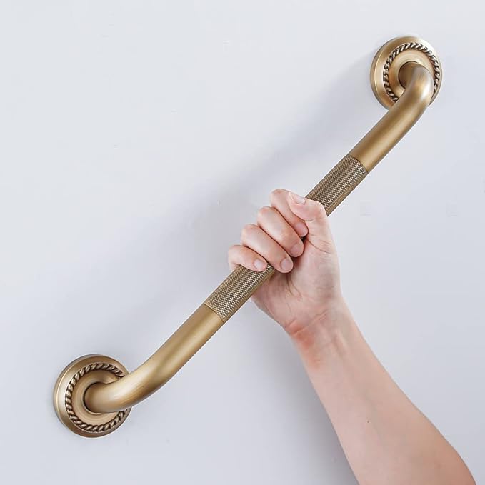 Heavey Duty Grab Bar, 12-Inch Sturdy Hand Rail, Stylish Bathroom Armrest, Antique Brass Finish, Good for Senior, Kids, Elderly
