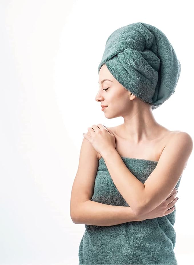 Hencely Premium Bath Towel Set of 4-28x58 Inches - High Absorbency, Quick Drying - 100% Soft Turkish Cotton Towels - Ideal for Home, Bathroom, Hotel, Spa, and Gym - Dark Green