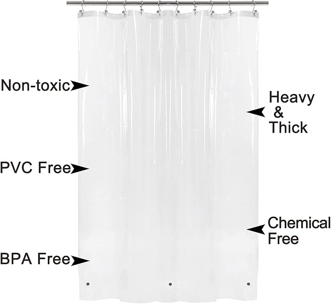 Barossa Design Small Shower Curtain for Shower Stall Size 36 x 72 inches,PEVA - Waterproof, Eco-Friendly, Non-Toxic, Odorless, PVC Free, Metal Grommets (Clear)