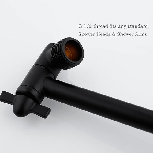10 Inch Matte Black Shower Arm, Easy to Install, Durable Solid Brass Black Shower Head Extension Arm with Lock Joints