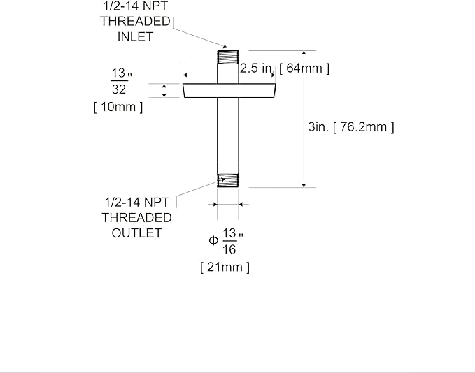 OFFO Shower Arm with Flange, Bright Gold 3 in Ceiling Mount Replacement Rain Shower Head Straight Arm Ceiling-Mounted For Fixed Shower Head & High Pressure Rain