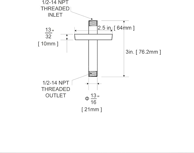 OFFO Shower Arm with Flange, 3 in Brushed Nickel Ceiling Mount Replacement Rain Shower Head Straight Arm Ceiling-Mounted For Fixed Shower Head & High Pressure Rain